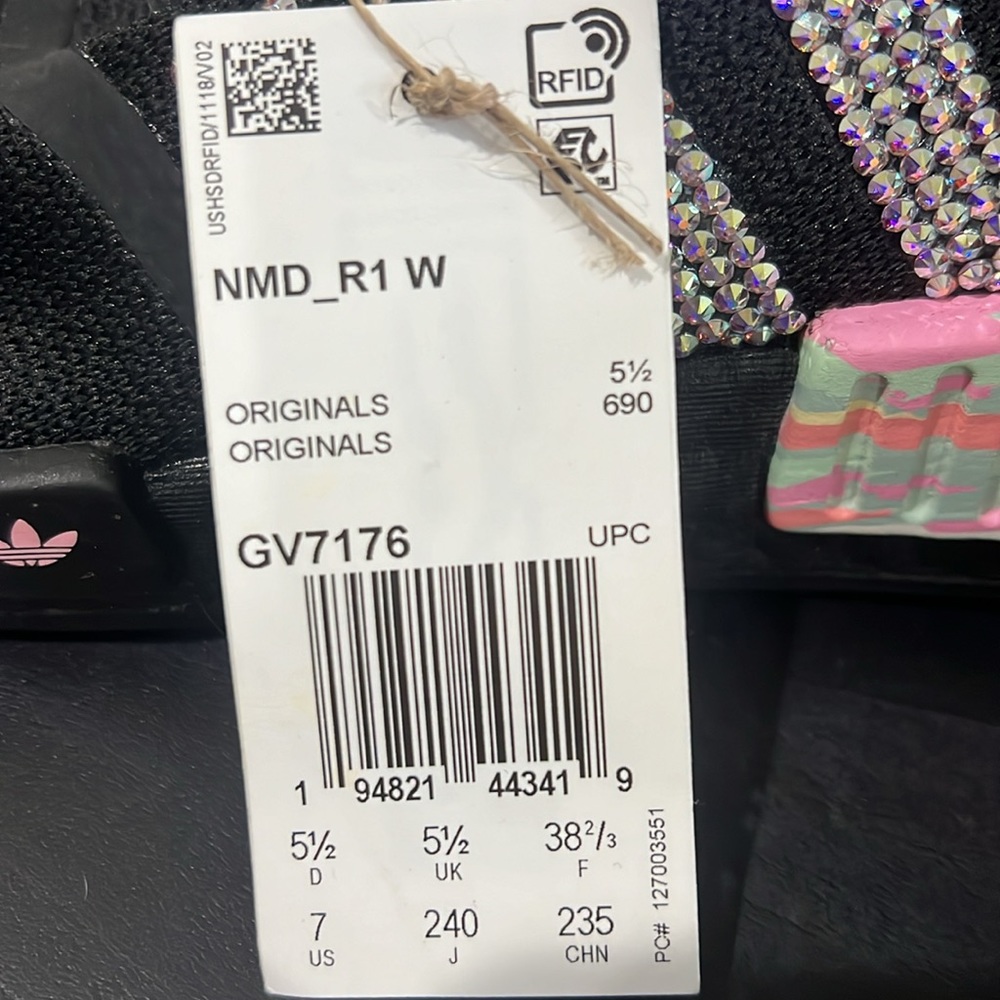 Adidas Black and Pink Sneakers with NMD Sole & Bling Crystal - Picture 3 of 4
